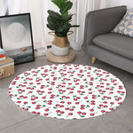 Pixel Cherry Pattern Print Round Rug