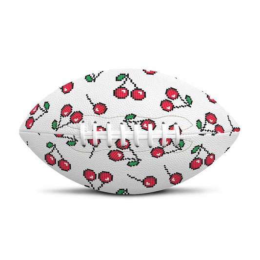 Pixel Cherry Pattern Print Rugby Ball