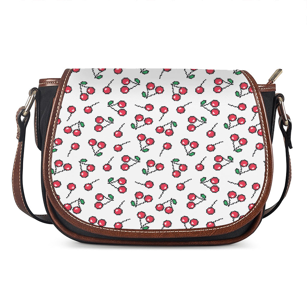 Pixel Cherry Pattern Print Saddle Bag
