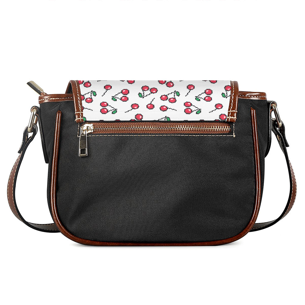 Pixel Cherry Pattern Print Saddle Bag
