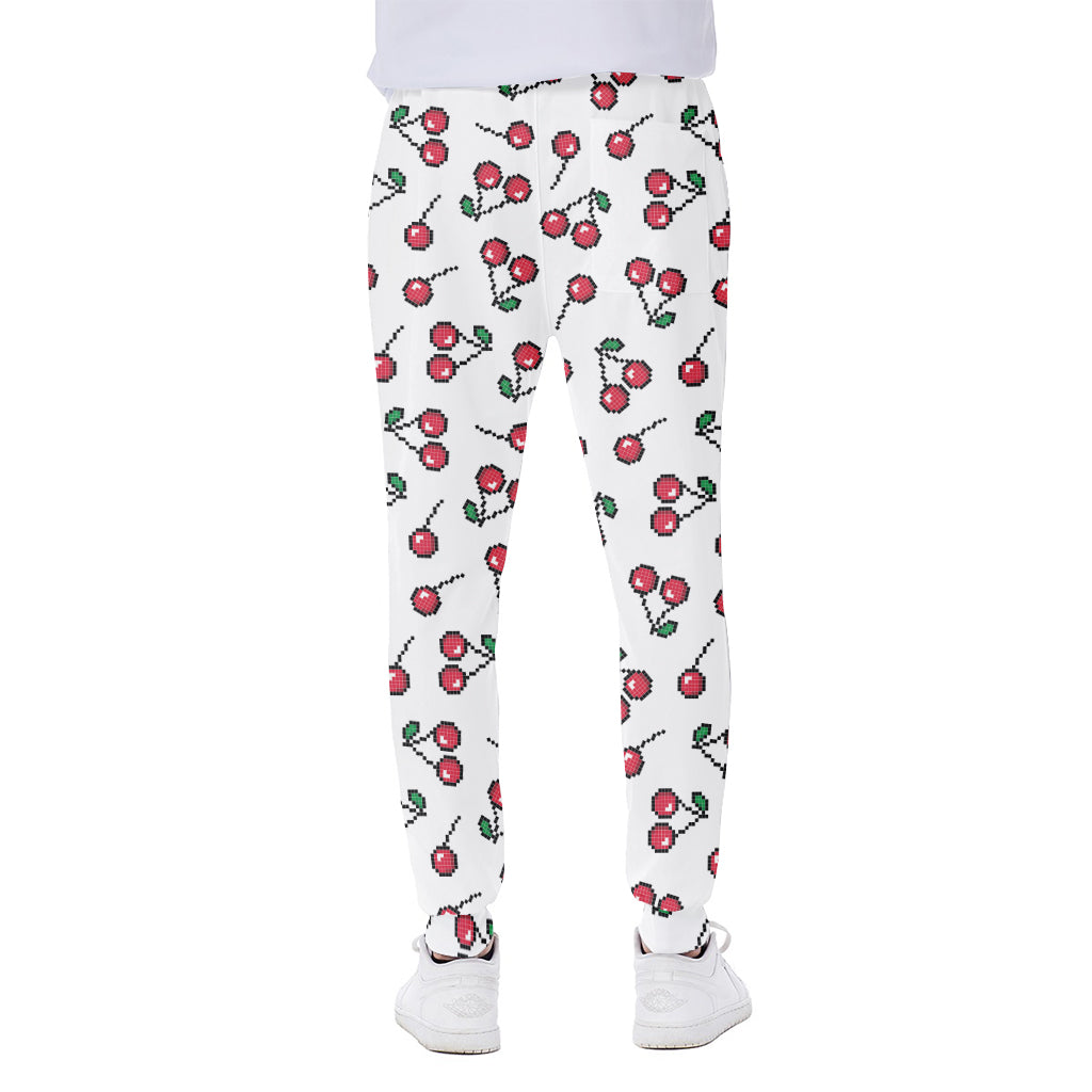 Pixel Cherry Pattern Print Scuba Joggers