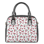 Pixel Cherry Pattern Print Shoulder Handbag