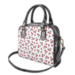 Pixel Cherry Pattern Print Shoulder Handbag