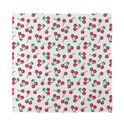 Pixel Cherry Pattern Print Silk Bandana