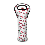 Pixel Cherry Pattern Print Single Neoprene Wine Tote