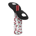 Pixel Cherry Pattern Print Single Neoprene Wine Tote