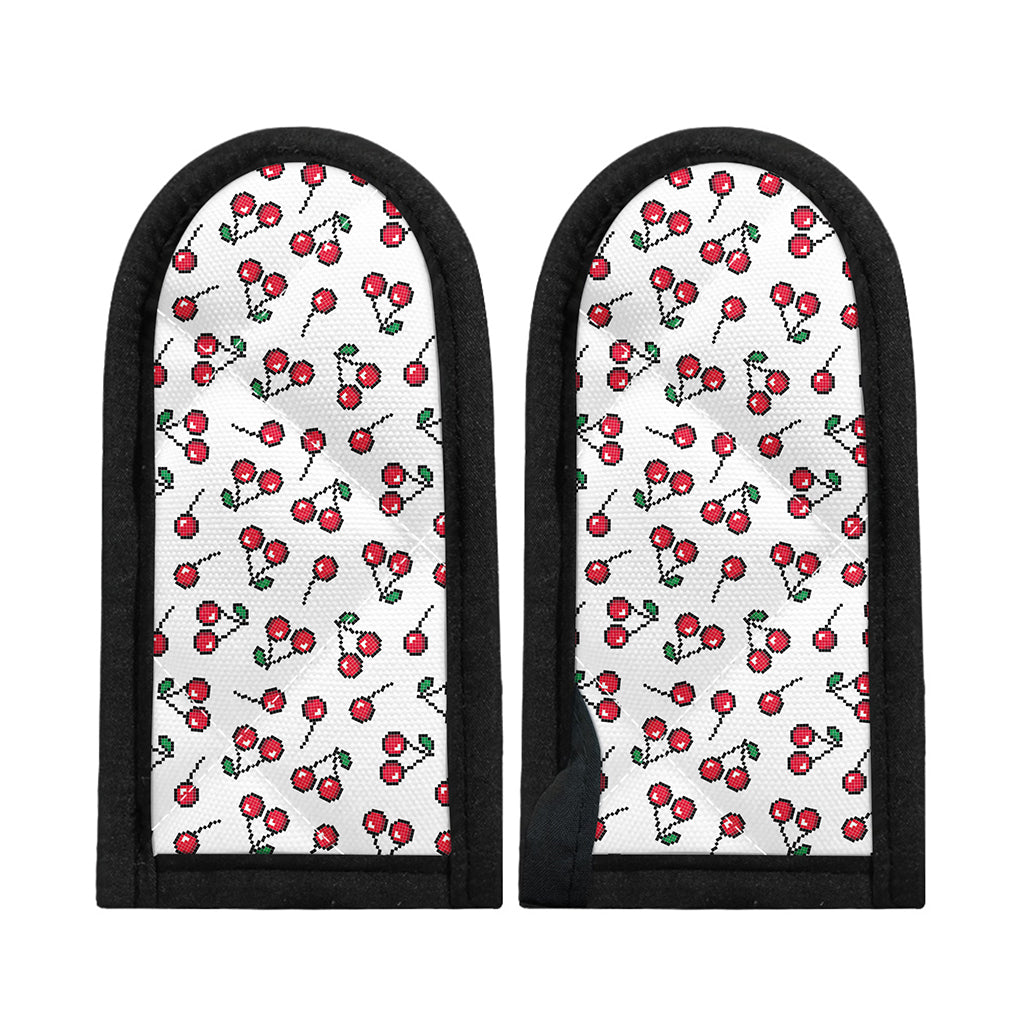 Pixel Cherry Pattern Print Skillet Handle Cover