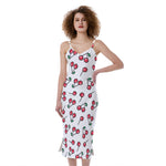 Pixel Cherry Pattern Print Slim Fit Midi Cami Dress