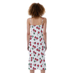 Pixel Cherry Pattern Print Slim Fit Midi Cami Dress