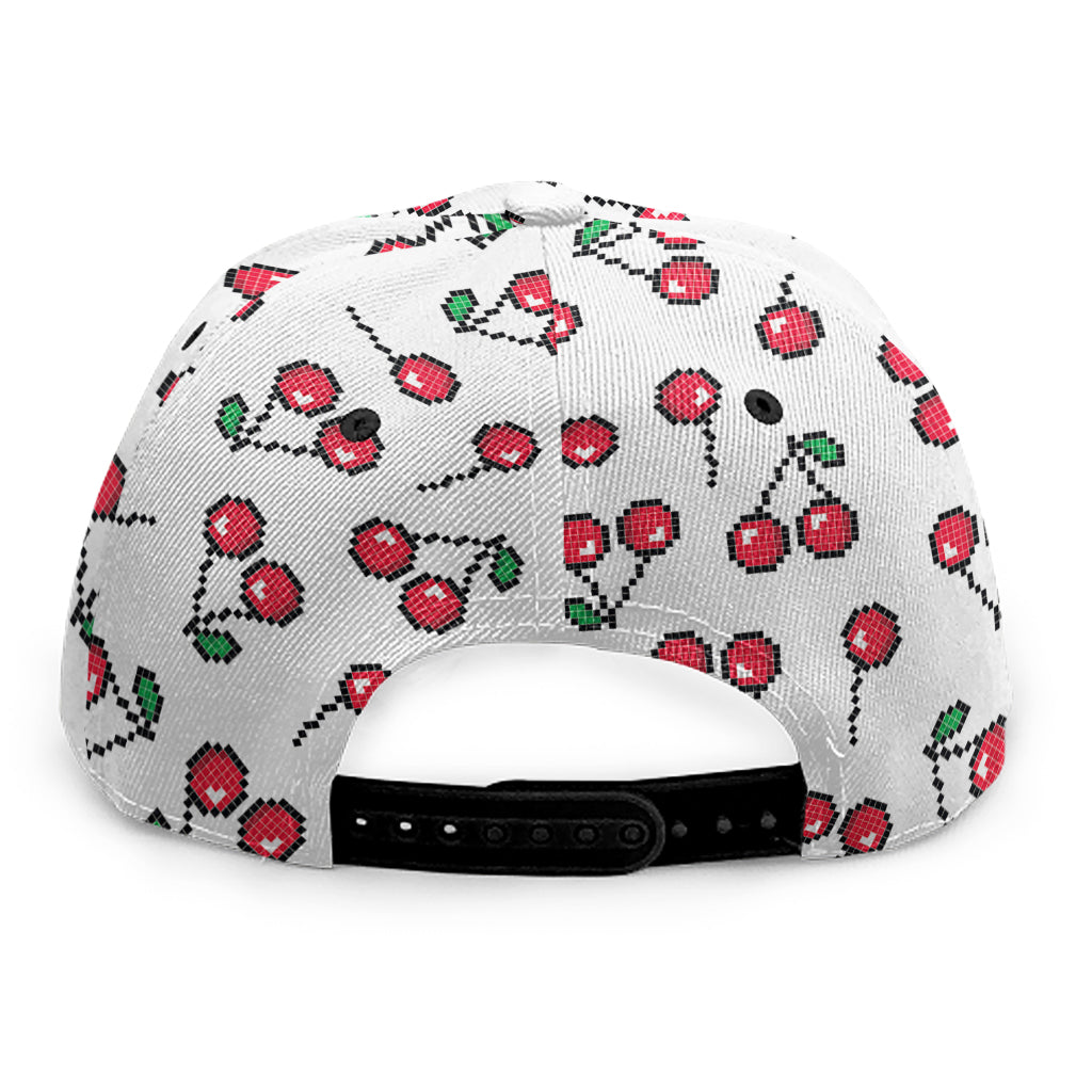 Pixel Cherry Pattern Print Snapback Cap