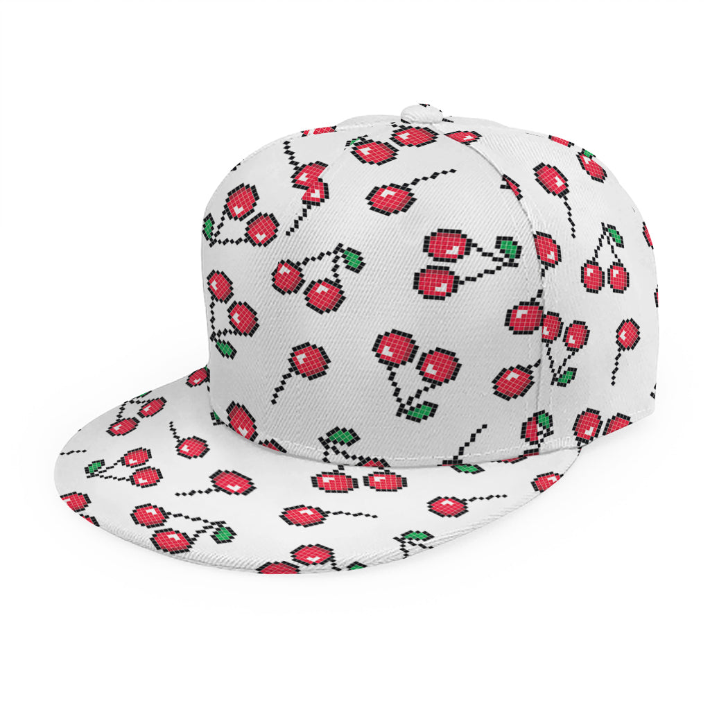 Pixel Cherry Pattern Print Snapback Cap