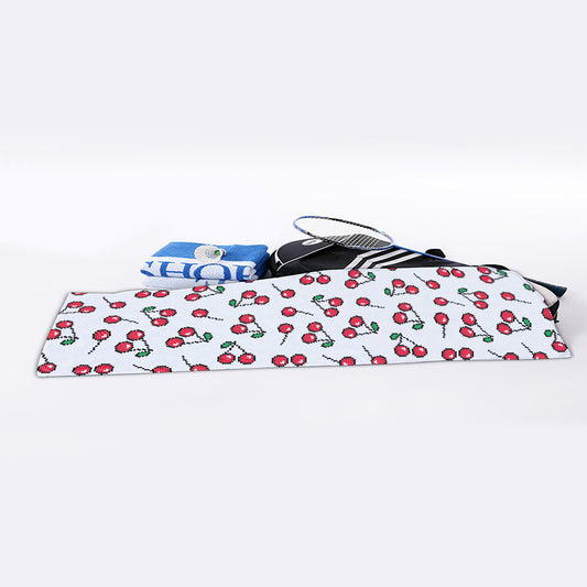 Pixel Cherry Pattern Print Sports Towel