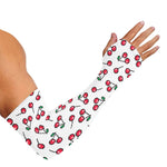 Pixel Cherry Pattern Print Sun Protection Arm Sleeves