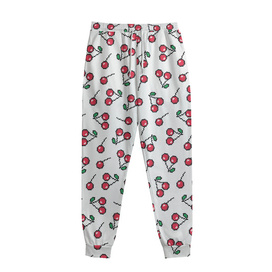 Pixel Cherry Pattern Print Sweatpants
