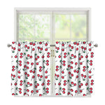 Pixel Cherry Pattern Print Tier Curtains
