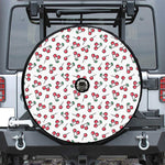 Pixel Cherry Pattern Print Tire Cover With Camera Hole