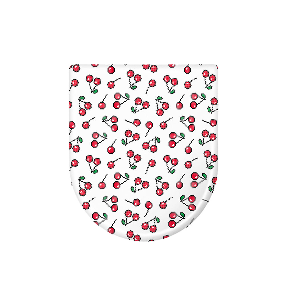 Pixel Cherry Pattern Print Toilet Lid Cover