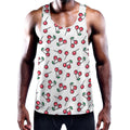 Pixel Cherry Pattern Print Men's Workout Tank Top