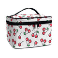 Pixel Cherry Pattern Print Travel Makeup Bag