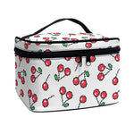 Pixel Cherry Pattern Print Travel Makeup Bag