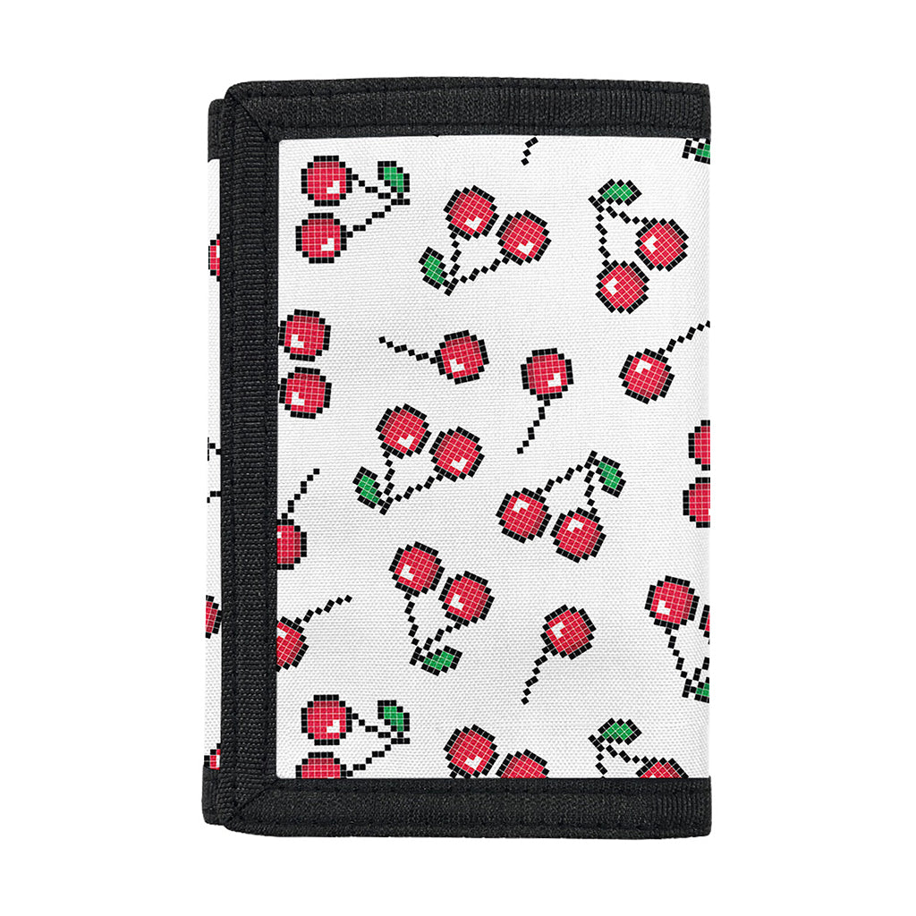 Pixel Cherry Pattern Print Trifold Wallet