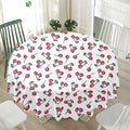 Pixel Cherry Pattern Print Waterproof Round Tablecloth