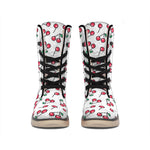 Pixel Cherry Pattern Print Winter Boots