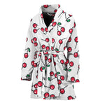Pixel Cherry Pattern Print Women's Bathrobe