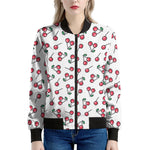 Pixel Cherry Pattern Print Women's Bomber Jacket