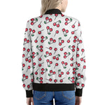 Pixel Cherry Pattern Print Women's Bomber Jacket