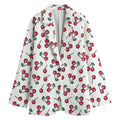Pixel Cherry Pattern Print Women's Cotton Blazer
