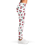 Pixel Cherry Pattern Print Women's Leggings