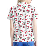 Pixel Cherry Pattern Print Women's Polo Shirt