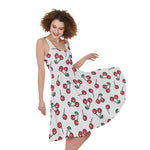 Pixel Cherry Pattern Print Women's Sleeveless Dress