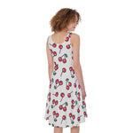 Pixel Cherry Pattern Print Women's Sleeveless Dress