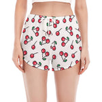 Pixel Cherry Pattern Print Women's Split Running Shorts