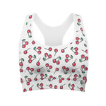 Pixel Cherry Pattern Print Women's Sports Bra