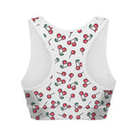 Pixel Cherry Pattern Print Women's Sports Bra