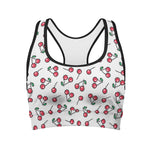 Pixel Cherry Pattern Print Women's Sports Bra