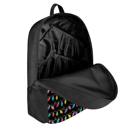 Pixel Christmas Lights Print 17 Inch Backpack