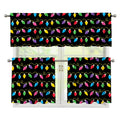 Pixel Christmas Lights Print 3 Piece Kitchen Curtains