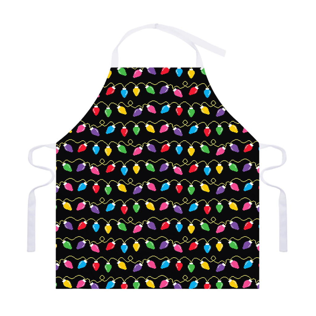 Pixel Christmas Lights Print Adjustable Apron