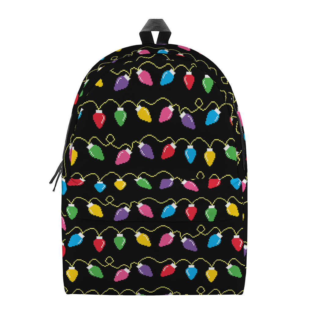 Pixel Christmas Lights Print Backpack