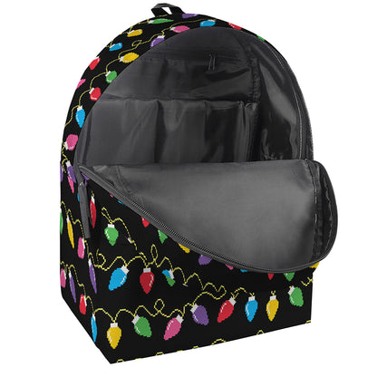 Pixel Christmas Lights Print Backpack