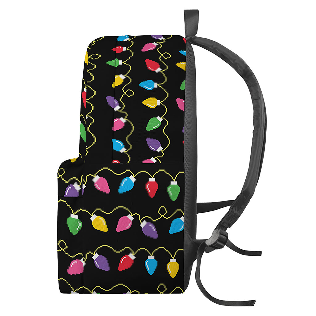Pixel Christmas Lights Print Backpack