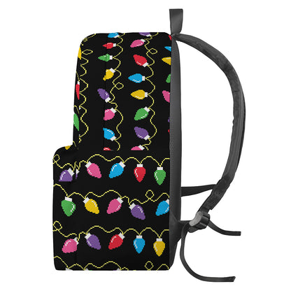Pixel Christmas Lights Print Backpack