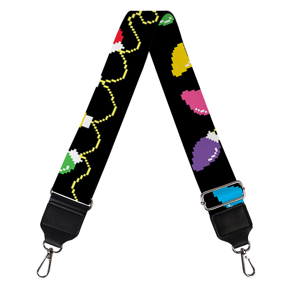 Pixel Christmas Lights Print Bag Strap