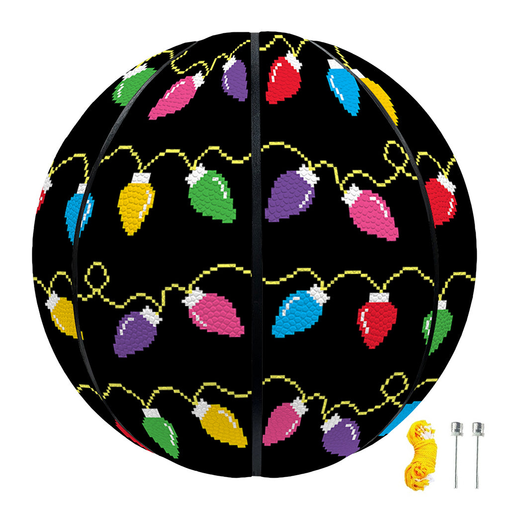 Pixel Christmas Lights Print Basketball