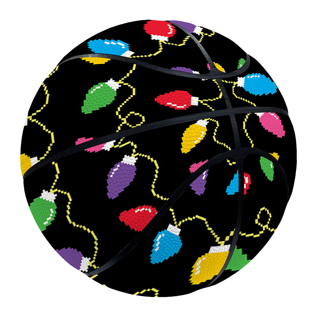Pixel Christmas Lights Print Basketball