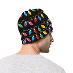 Pixel Christmas Lights Print Beanie